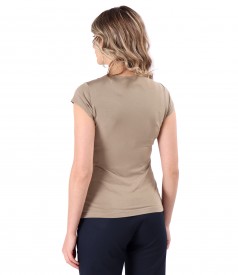 Elastic jersey t-shirt with folds