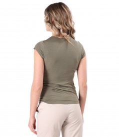 Elastic jersey t-shirt with folds