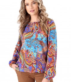 Digital printed viscose blouse