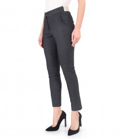 Elastic denim pants with elastic at waist