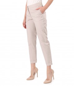 Elastic cotton pants with front pockets