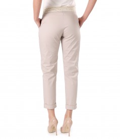 Elastic cotton pants with front pockets