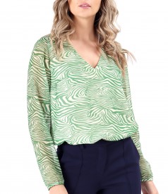 Printed veil blouse with geometric motifs