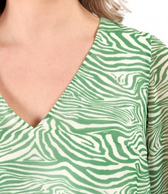 Printed veil blouse with geometric motifs