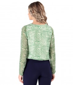 Printed veil blouse with geometric motifs