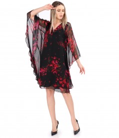 Butterfly dress made of digital printed veil with floral motifs