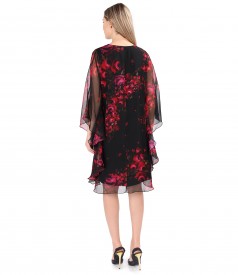 Butterfly dress made of digital printed veil with floral motifs