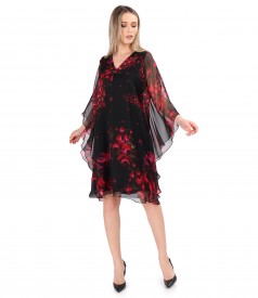 Butterfly dress made of digital printed veil with floral motifs