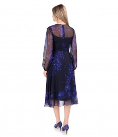 Midi veil dress printed with floral motifs