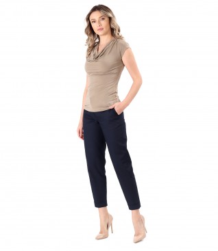 Office outfit with cotton pants and blouse