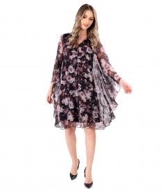 Butterfly dress made of digital printed veil with floral motifs