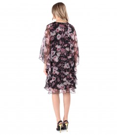 Butterfly dress made of digital printed veil with floral motifs