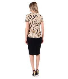 Animal print blouse and office skirt