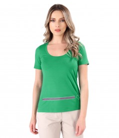 Fine elastic jersey blouse with waist band