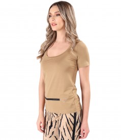 Elastic jersey blouse with rips band at the waist