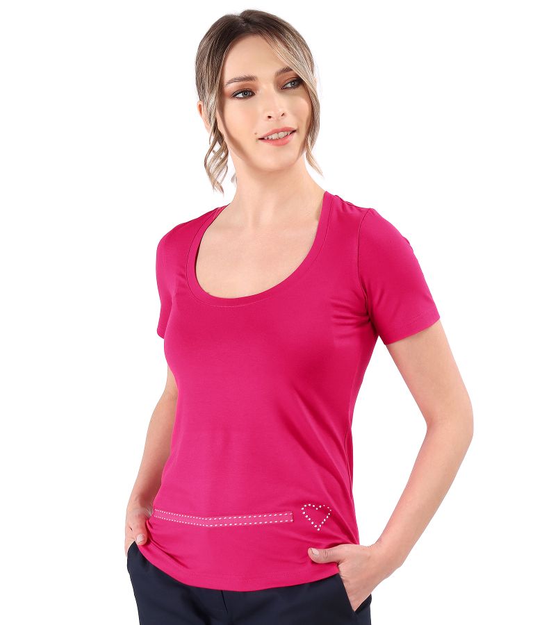 Elastic jersey blouse with rips band at the waist