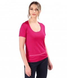 Elastic jersey blouse with rips band at the waist