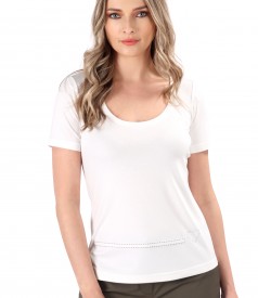 Elastic jersey blouse with rips band at the waist