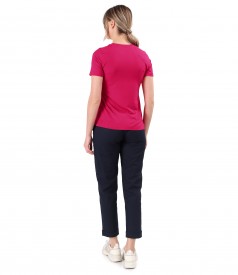 Elastic jersey blouse with cotton pants