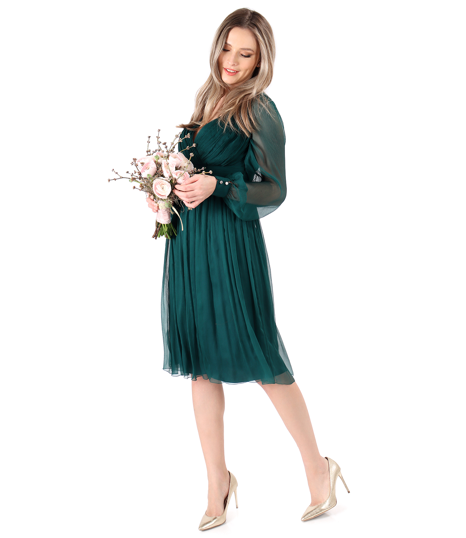 Elegant dress made of natural silk veil
