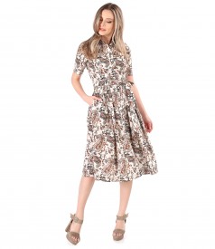 Elastic cotton shirt dress with paisley motifs