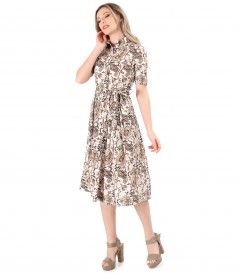 Elastic cotton shirt dress with paisley motifs