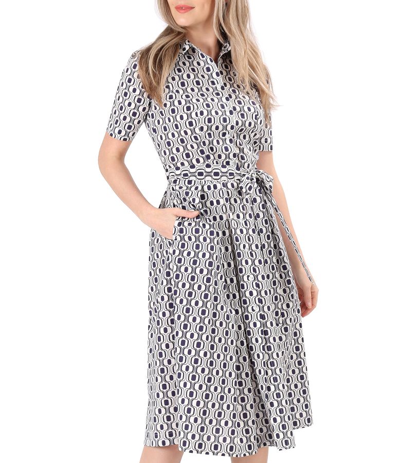 Elastic cotton shirt dress