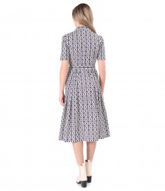 Elastic cotton shirt dress