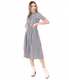 Elastic cotton shirt dress