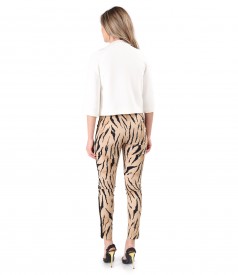 Pants with animal print and bolero made of elastic fabric