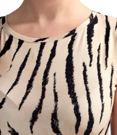 Elastic jersey dress with animal print