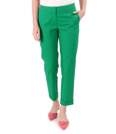 Elastic cotton pants with front pockets