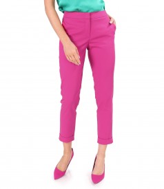 Elastic cotton pants with front pockets