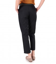 Elastic cotton pants with front pockets