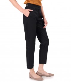 Elastic cotton pants with front pockets