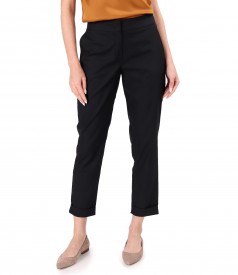 Elastic cotton pants with front pockets