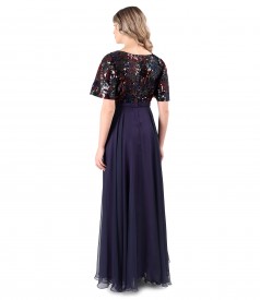 Long veil dress with sequin bust