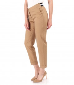 Elastic cotton pants with front pockets