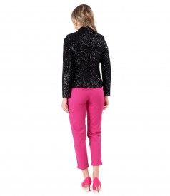 Sequin jacket with stretch cotton pants