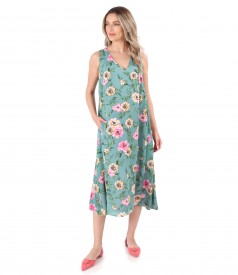 Printed midi dress with floral motifs