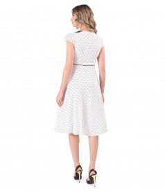 Elegant viscose dress with round collar with sequins