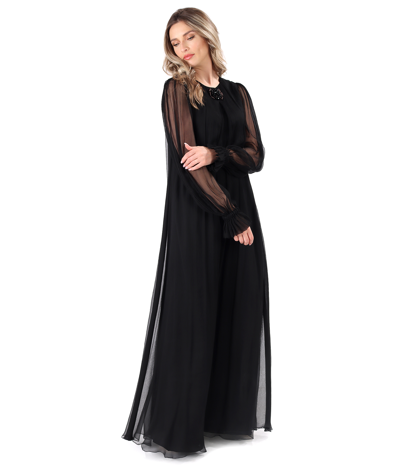 Long dress made of natural silk voile