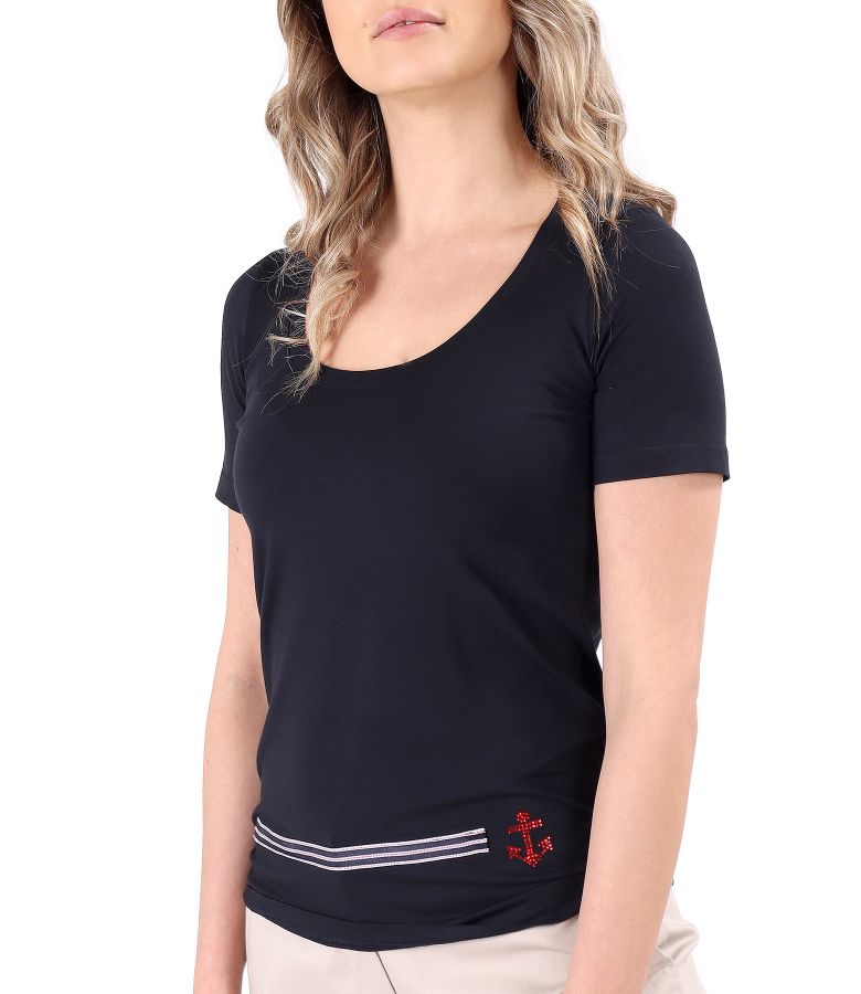 Elastic jersey blouse with rips band and anchor on the face