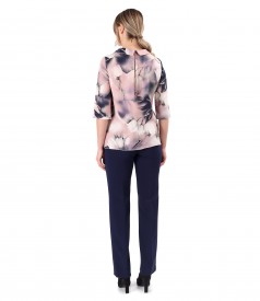 Office outfit with linen viscose blouse and straight pants