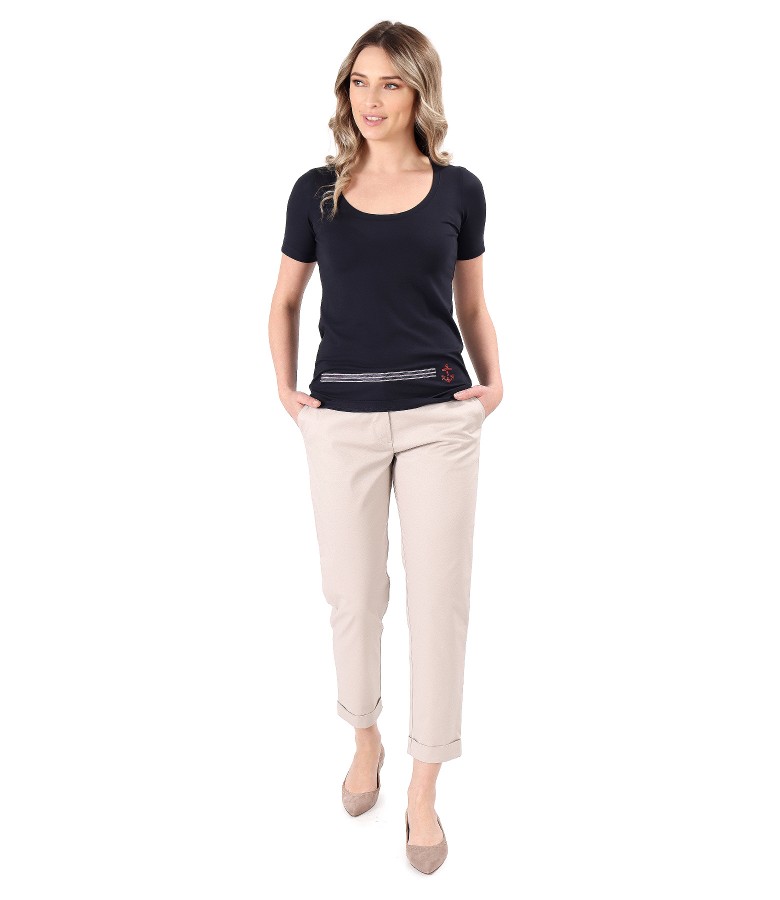 Jersey blouse and stretch cotton pants