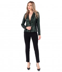 Elegant outfit with sequin jacket and ankle pants