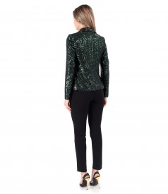 Elegant outfit with sequin jacket and ankle pants