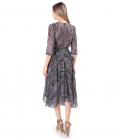 Printed veil dress with paisley motifs