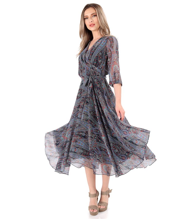 Printed veil dress with paisley motifs