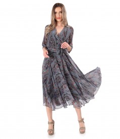 Printed veil dress with paisley motifs